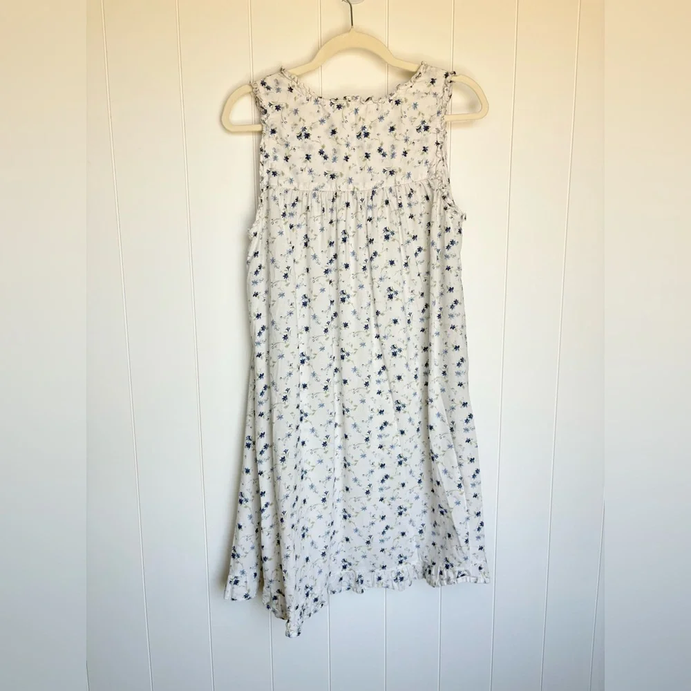Vintage Adonna 100% Cotton Nightgown Style White Floral Sleeveless Dress Medium - Picture 3 of 10